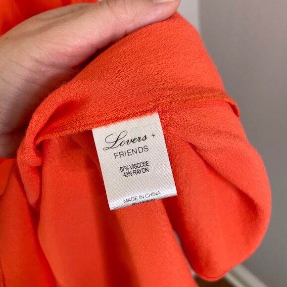 Lovers & Friends Gracie Split Sleeve Mini Dress Size XS Coral Reef Orange - Picture 8 of 10